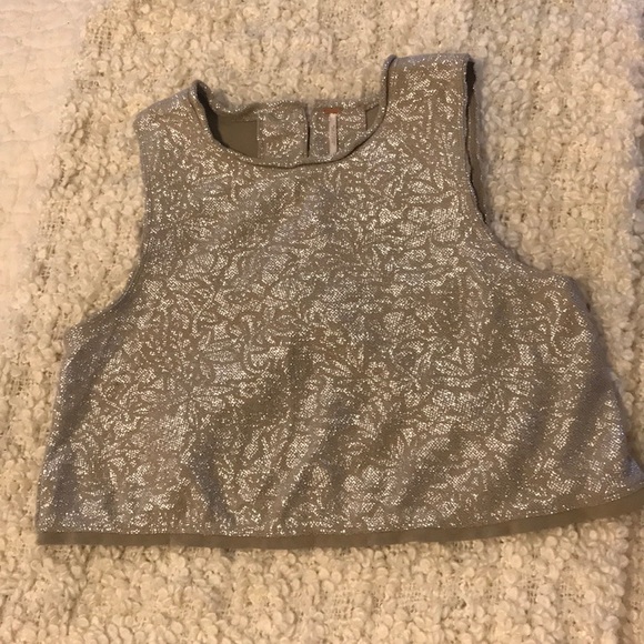 Free People Silver Crop Top - Picture 1 of 3